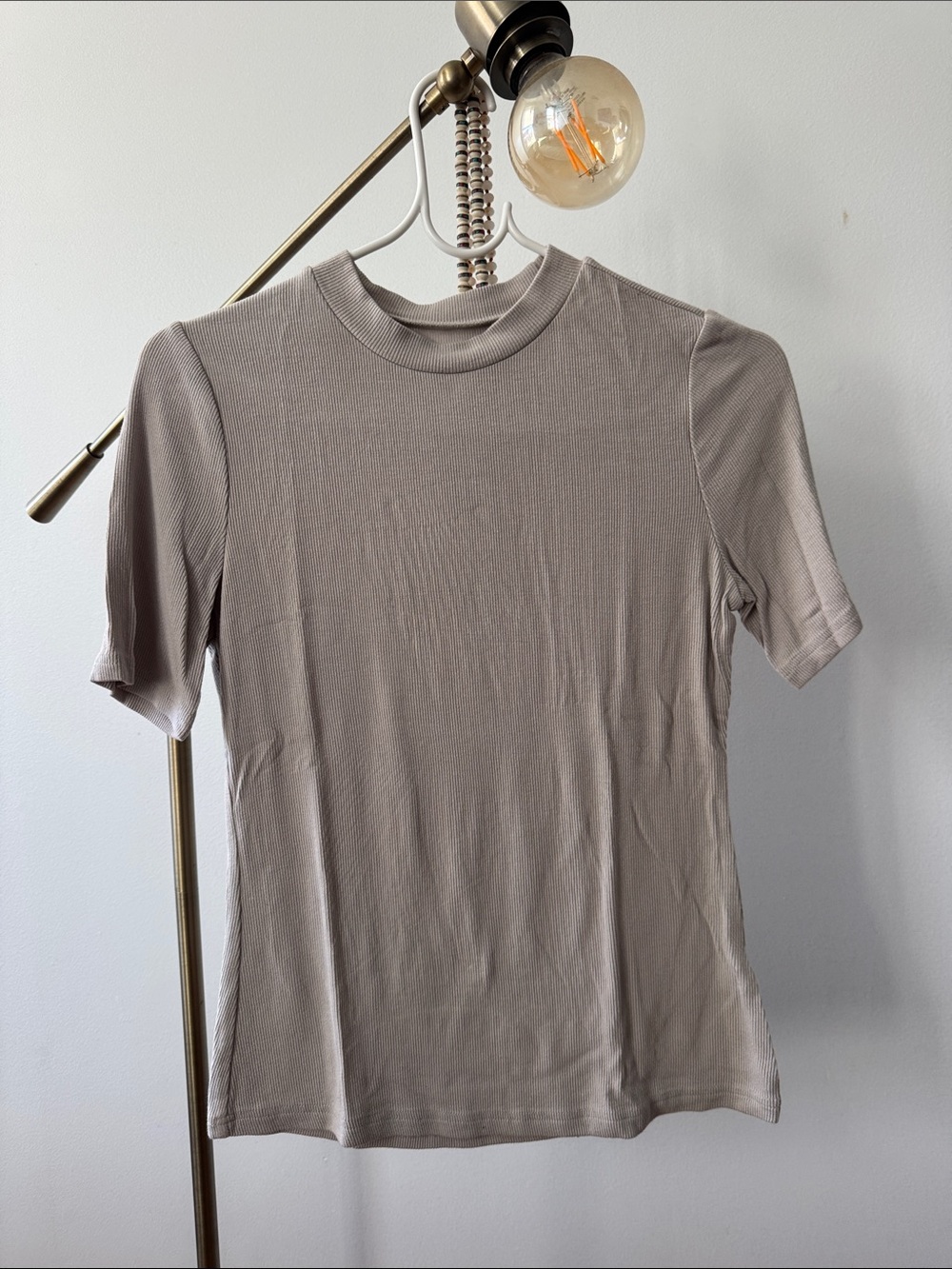 Everyday Short Sleeve Mock Neck Top - Taupe